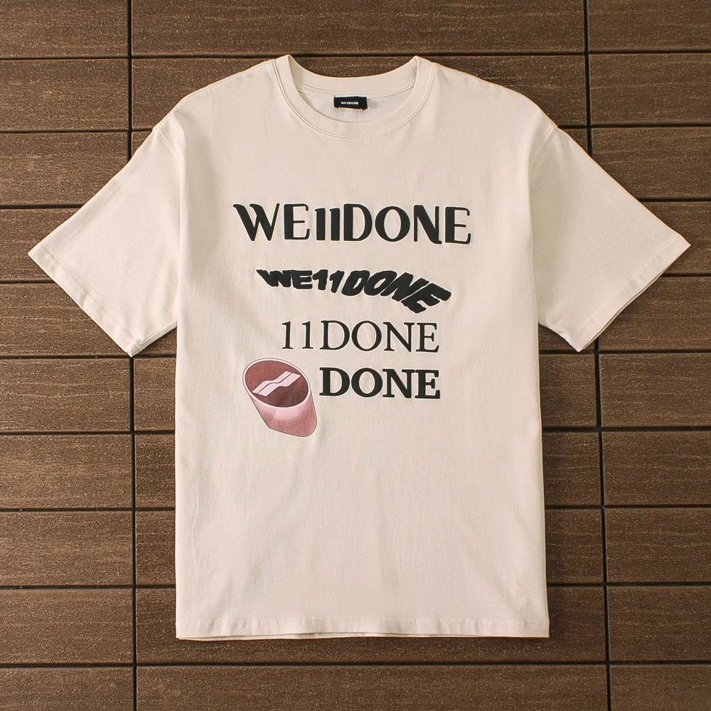 We11 Done Letter Logo Print Short Sleeve in Cream